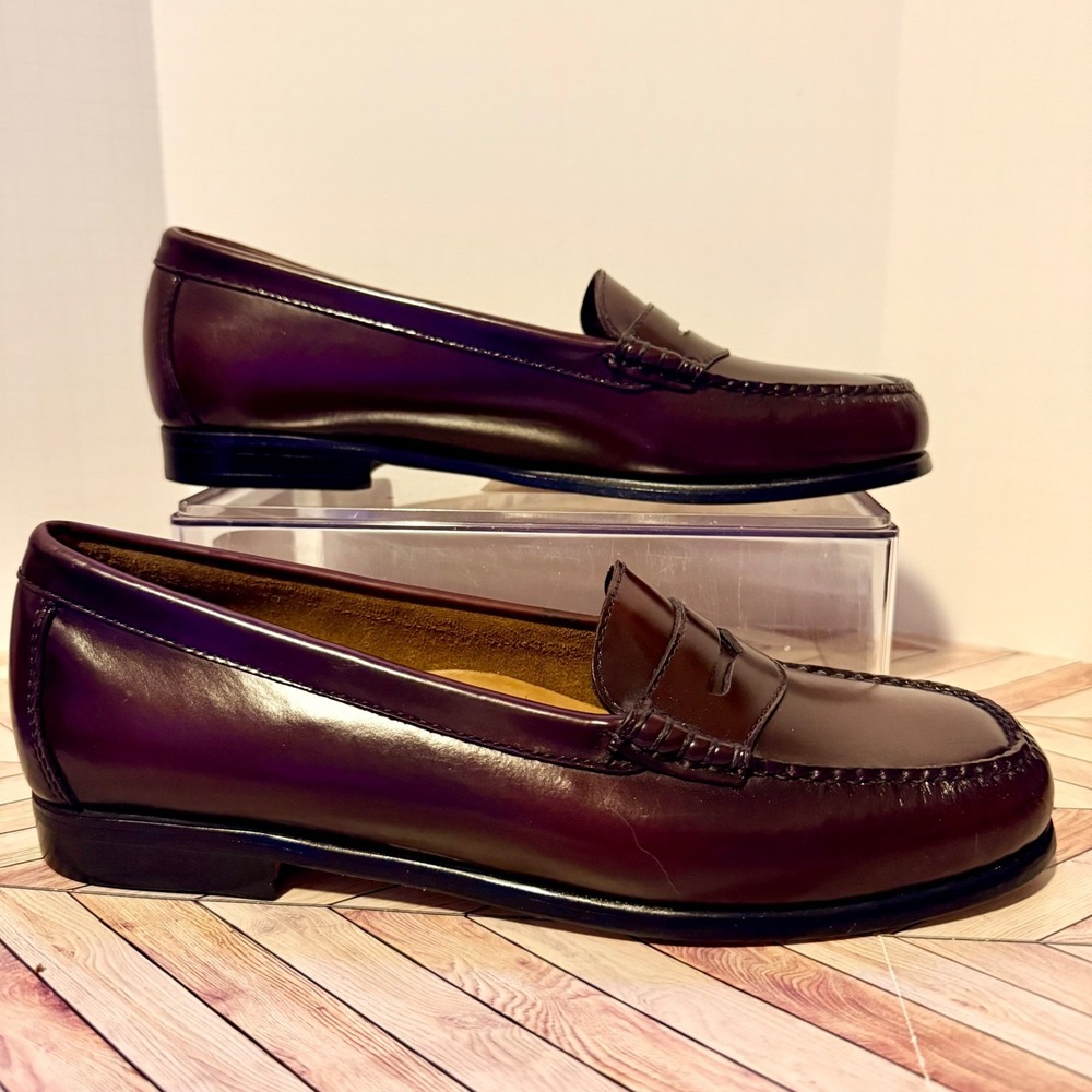 GH Bass Weejuns Wayfarer Penny Loafers Wine Leather Women 9 M Preppy Handcrafted - Picture 2 of 12